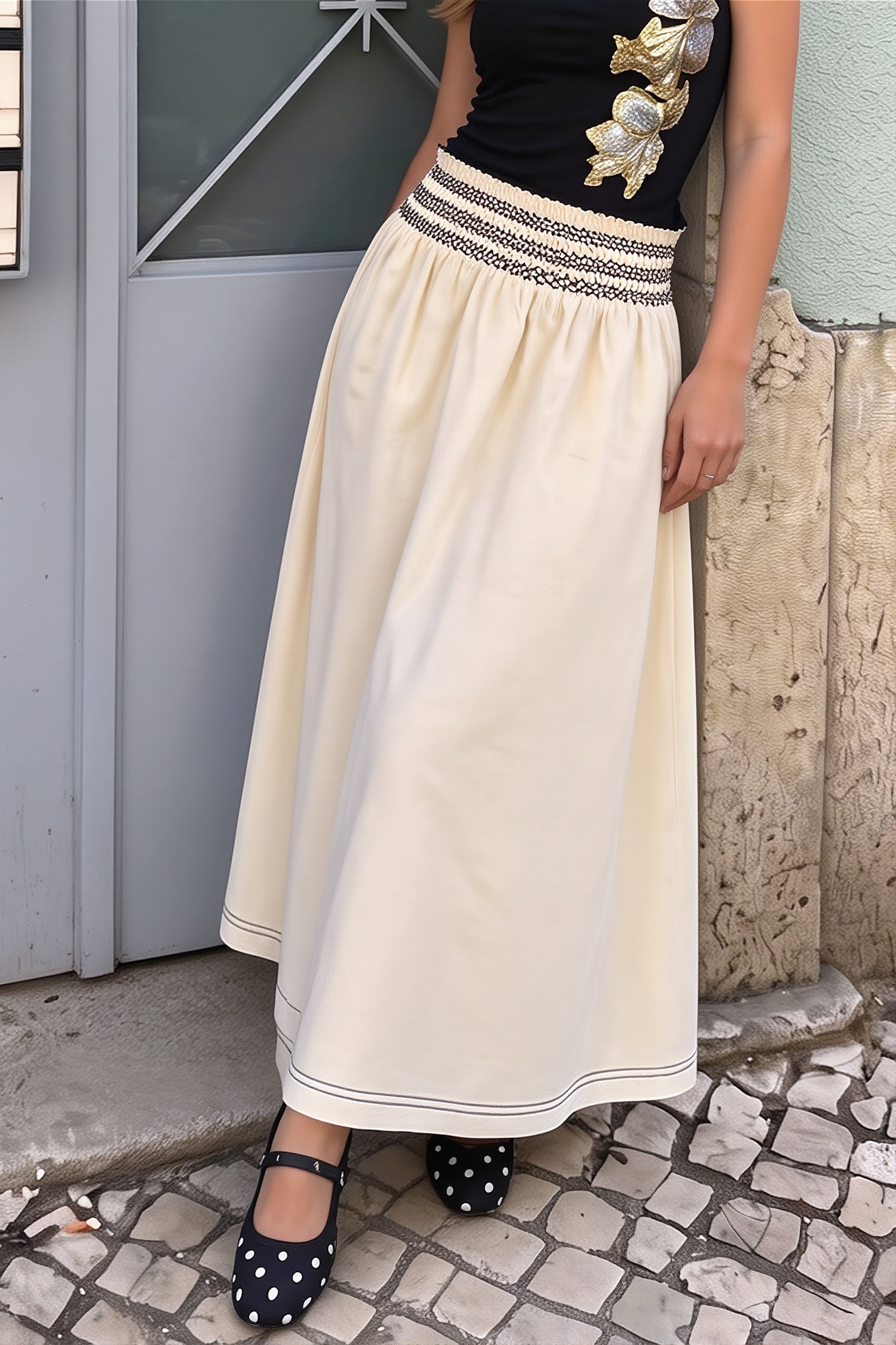 Ruffle Smocked A Line Swing Skirt image 5
