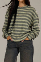 Relaxed Elegant Striped Knit Pullover Blouse image 1