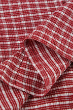 Vintage Red Plaid Polo Collar Button-Down Cropped Blouse image 5