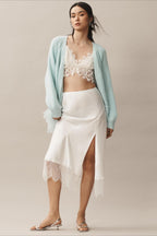 Ruffled Tulle Knit Long-Sleeve Cardigan image 1