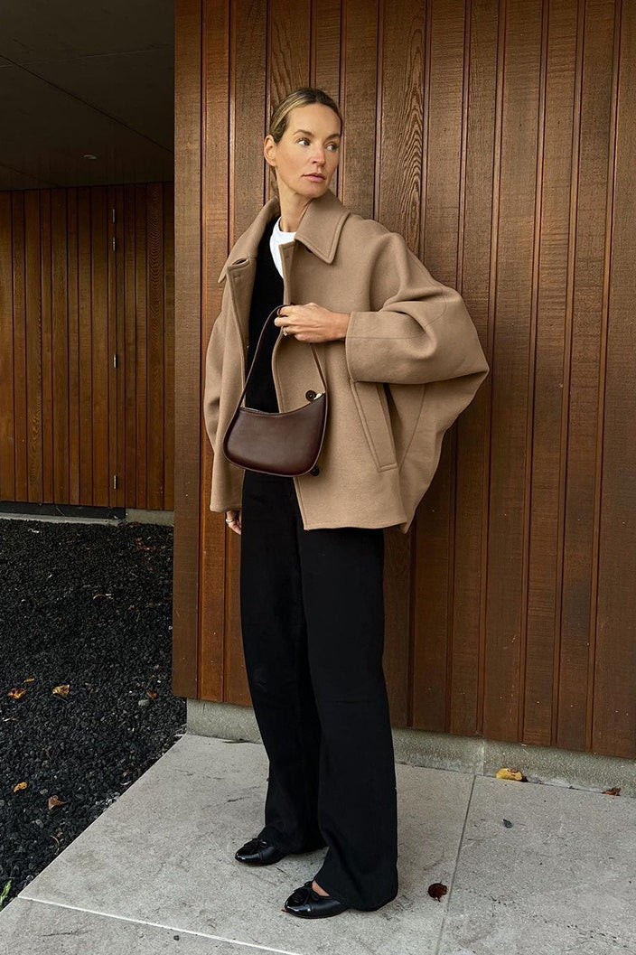 Batwing Sleeve Wool Blend Coat image 13