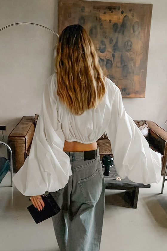 Sleek Drawstring Tie Waist Round Neck Blouse image 4