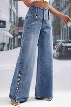 Frayed Slit Hem Wide Leg Jeans image 2