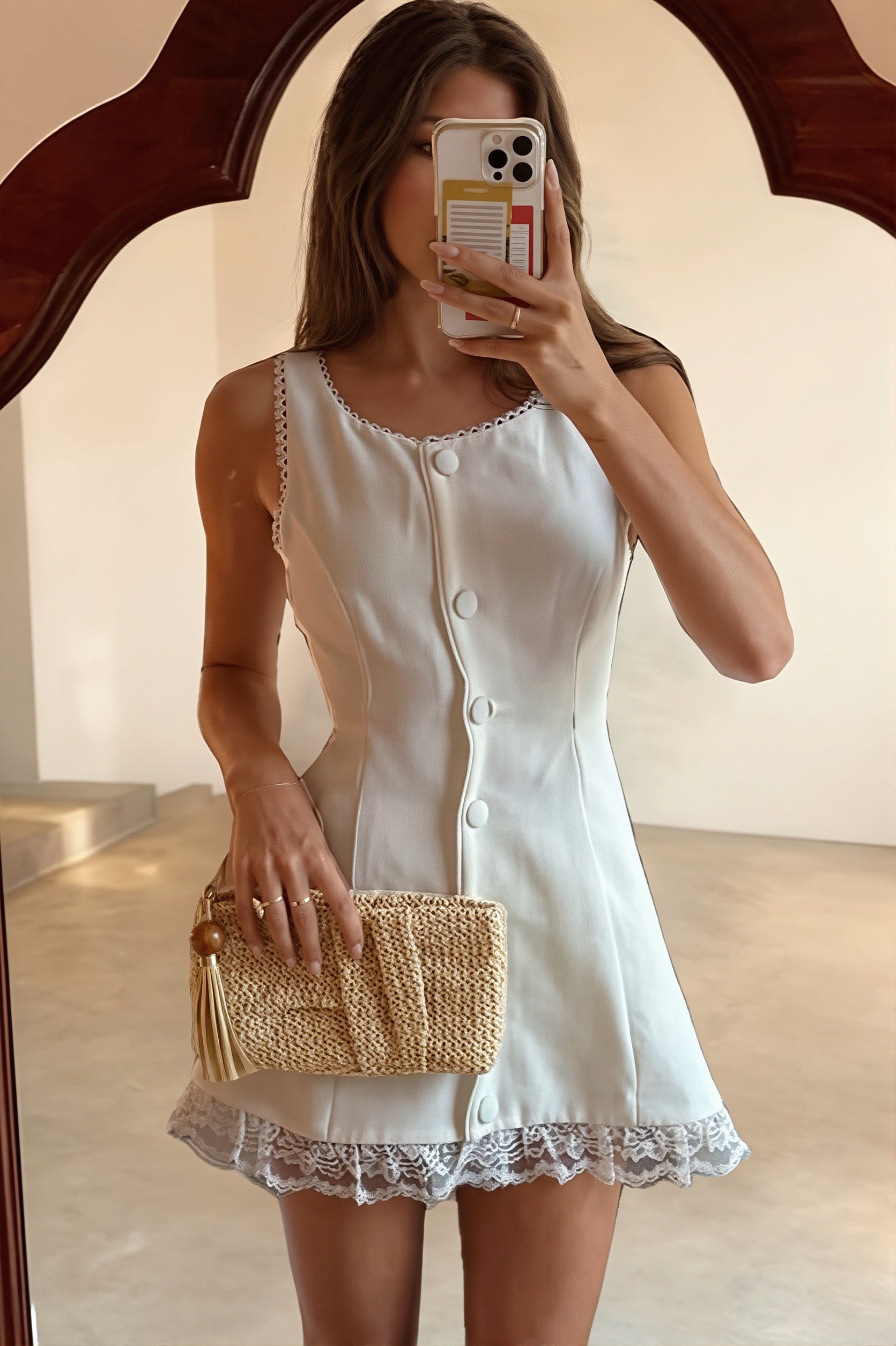 Sexy Lace Edge Cami Fit And Flare Mini Dress image 2