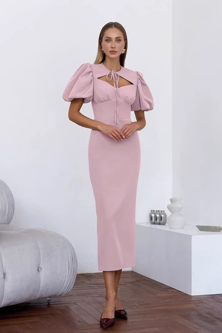 Elegant Sexy Puff Sleeve Bodycon Maxi Dress image 5