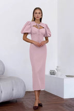 Elegant Sexy Puff Sleeve Bodycon Maxi Dress image 5