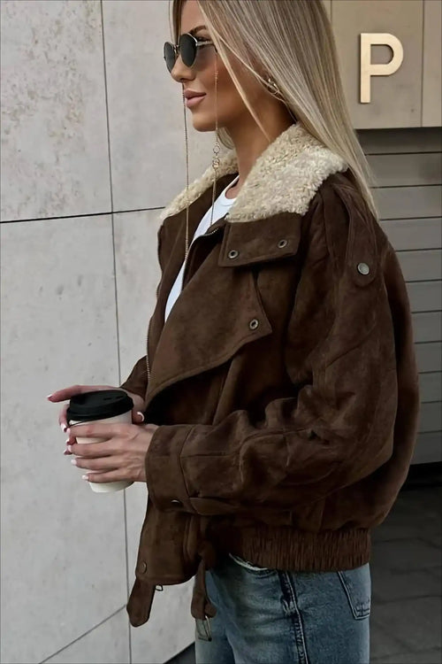 Casual Brown Oversized Jacket image 2