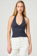 Sexy Polka Dot Plaid Slim Halter Top image 1