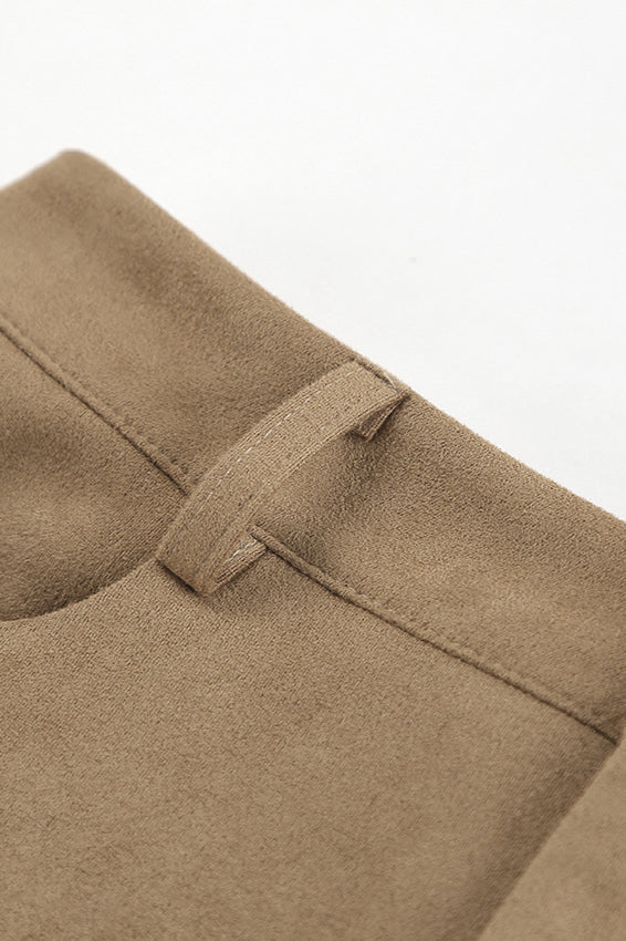 Vintage Suede Brown High Waist Split Midi Skirt image 6