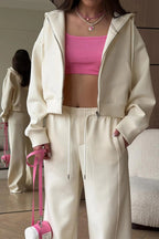 Zipper Hoodie Long Sleeve Wide Leg Pants Two Piece Set image 13