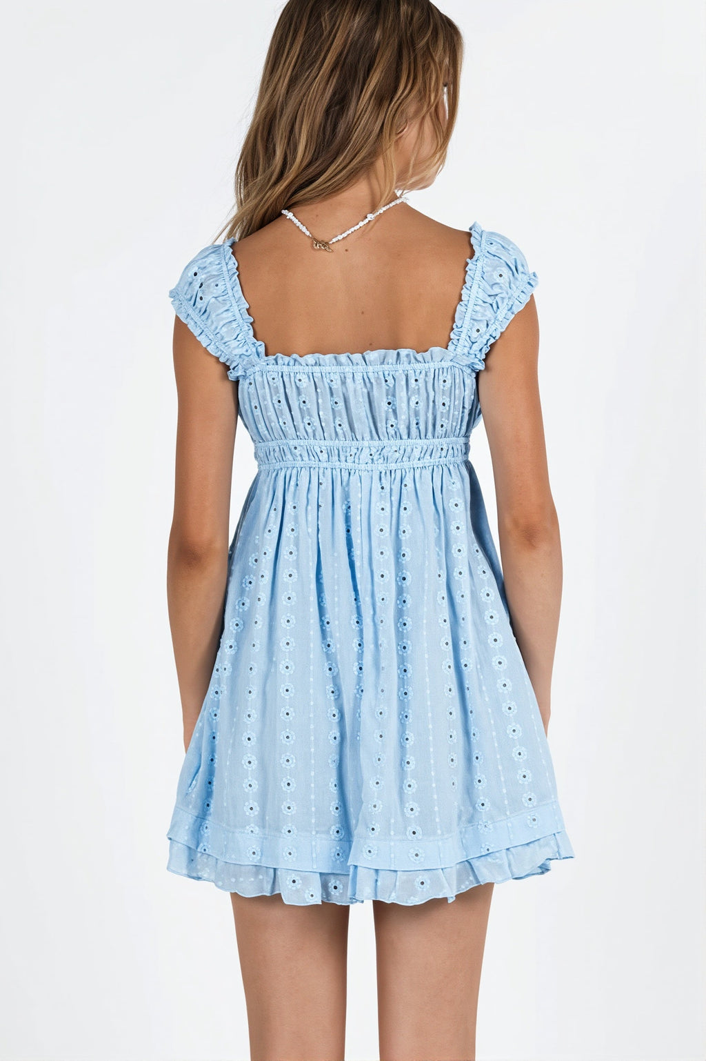 Solid Embroidered Lace Cami Mini Dress image 4
