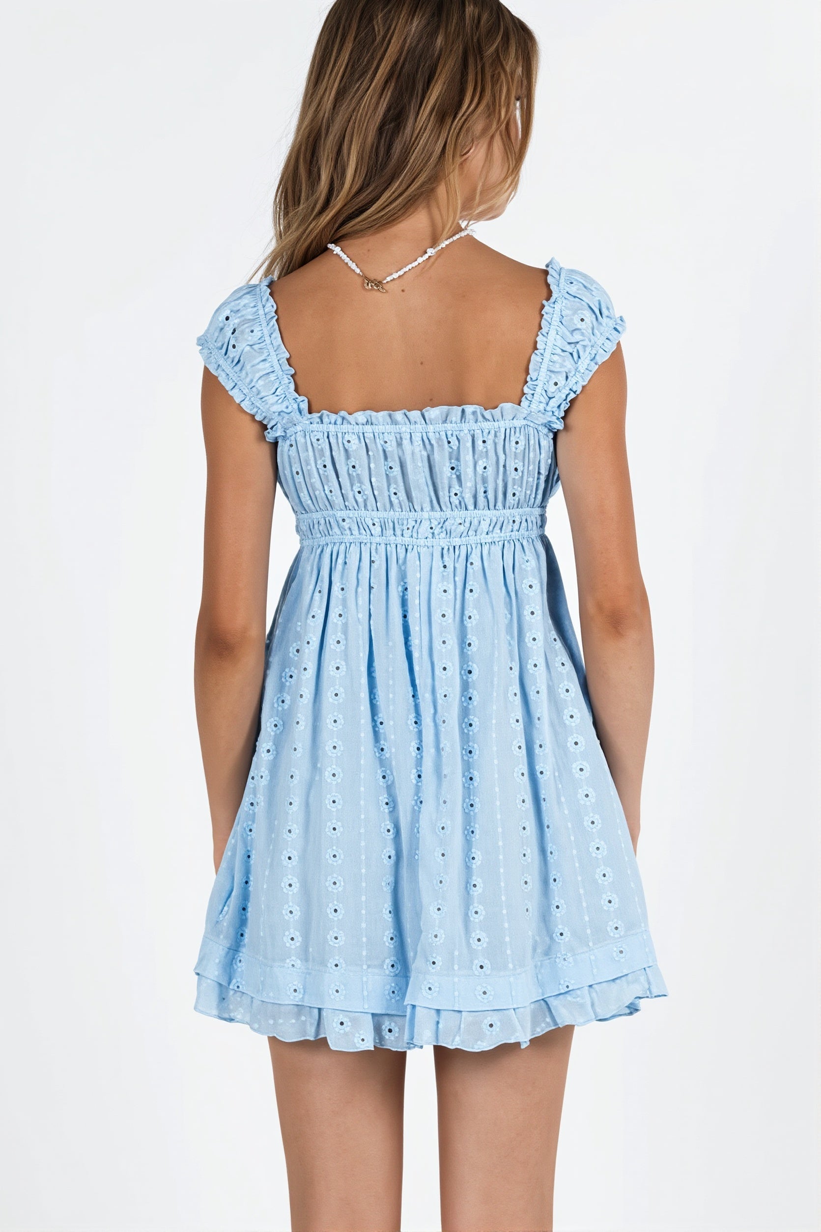 Solid Embroidered Lace Cami Mini Dress image 4