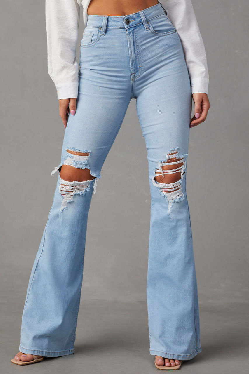 High Waist Ripped Flare Jean image 3