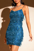 Sequin Fringe Trim Spaghetti Strap Party Dress image 5