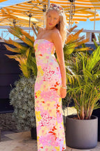 Sexy Bandeau Bodycon Floral Print Maxi Dress image 11