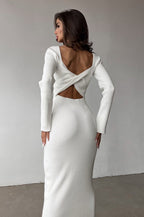 Solid Slim Convertible Backless Sweater Dress image 2