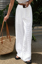 Sexy Solid Sheer Embroidery Drawstring Pants image 4