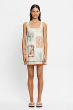 Casual Linen Floral Print Bagsy Fit Summer Beach Mini Dress image 2
