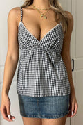 Minimalist Casual Plaid Tie Cami Top image 1