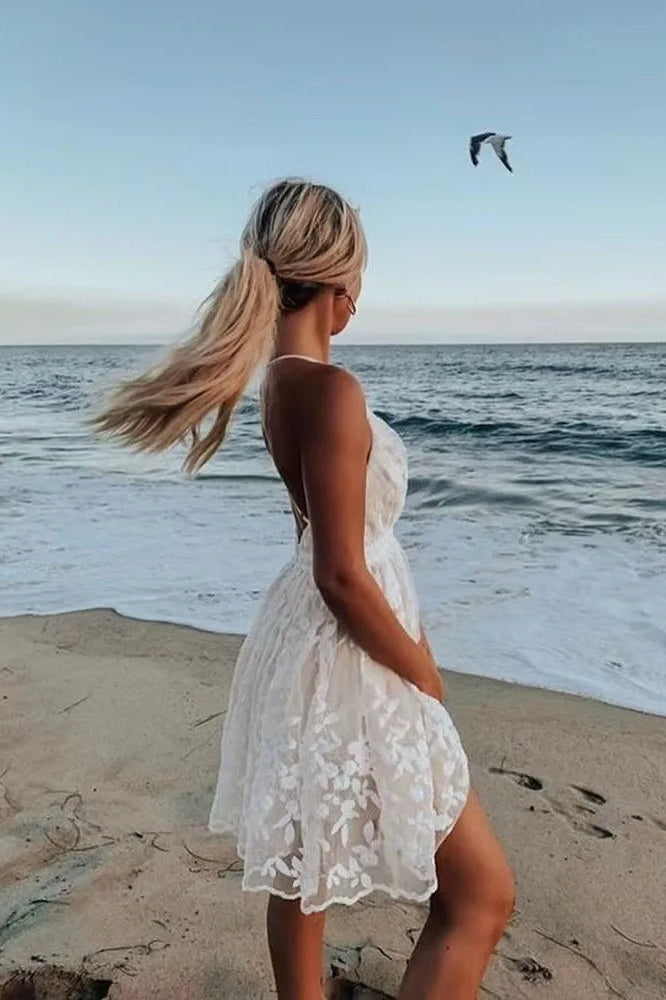 Lace Mesh Backless Boho Dress image 14