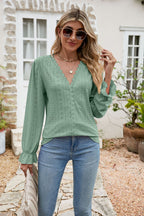 Lisette Eyelet Blouse detail view styled for Avrienne