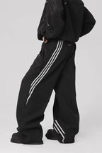 Striped Drapey Straight Wide Leg Athletic Pants image 3