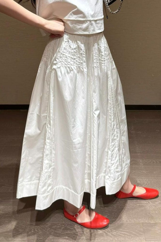 Sweet High Waist Unique Youthful White Maxi Skirt image 2