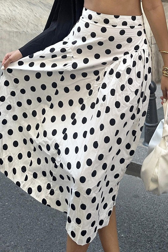 Polka Dot High Waist A-Line Skirt image 3