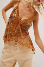 Sexy Sheer Trendy Rhinestone Cami Top image 1