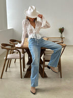 Floral Ruffled V-Neck Slim Fit Blouse image 6