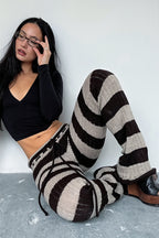 Striped Color Block Knit Skinny Pants image 2