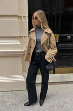 Chic Khaki Trench Collar Jacket image 4