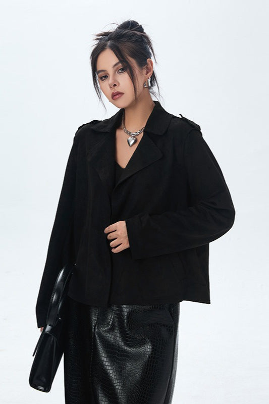Suede Open Front Biker Jacket image 9