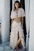 Ruffled Tiered Split Cake Skirt Two Piece Set image 1