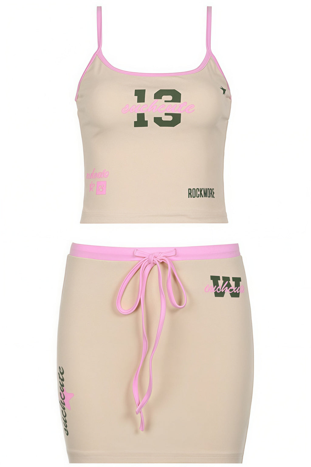 Color Block Letter Print Cami Skirt Set image 5