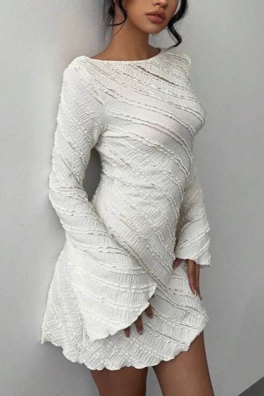 Boat Neck Backless A-Line Sweater Dress image 4