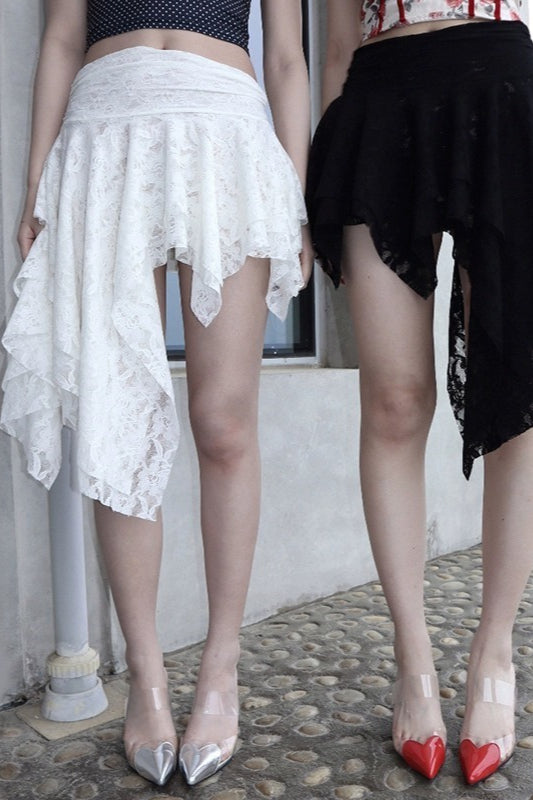 Rose Crochet Unique Asymmetrical Lace Mini Skirt image 2