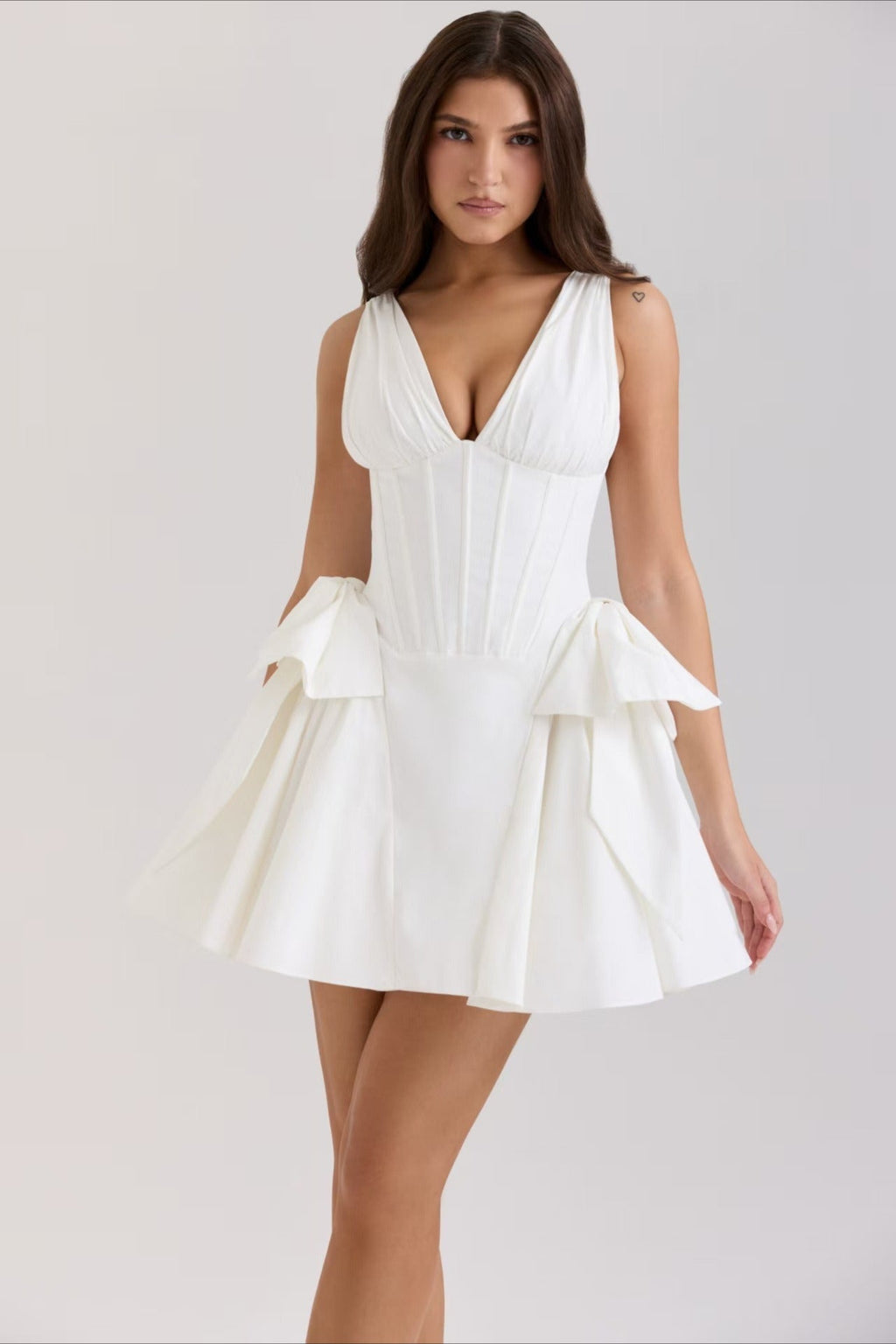 V-Neck Corset Puff Party Dress image 5