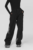 Striped Drapey Straight Wide Leg Athletic Pants image 2