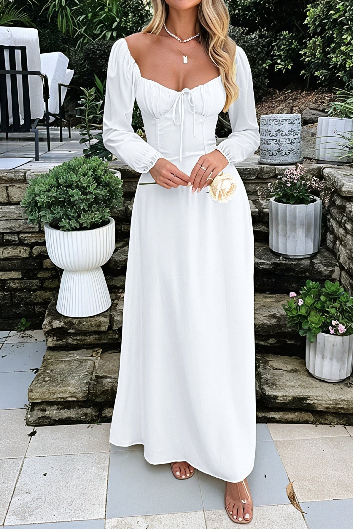 Solid Long Sleeve Party Dress image 3