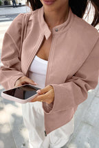 Stand Collar Suede Long Sleeve Jacket image 1