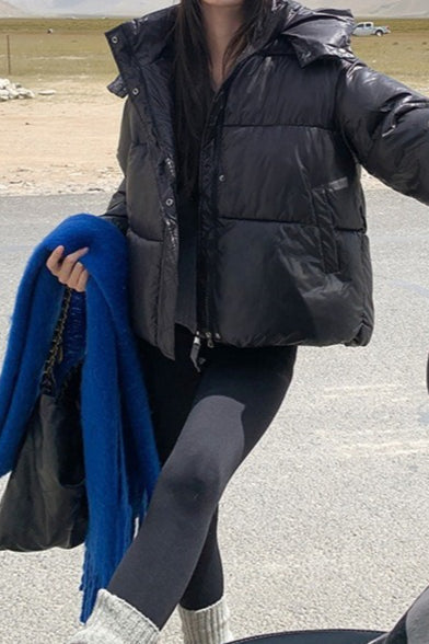 Cropped Plush Lined Oversized Puffer Jacket image 9