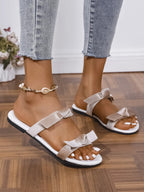 Dahlia Flat Sandals detail view styled for Avrienne