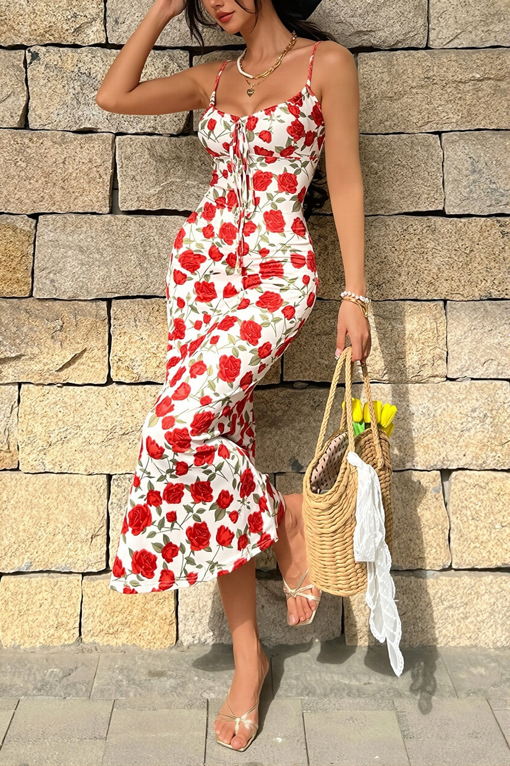 Romantic Floral Slim Maxi Dress image 2