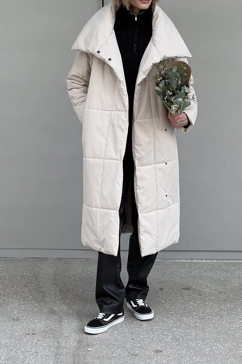 Long Stand Collar Relaxed Quilted Puffer Jacket image 12