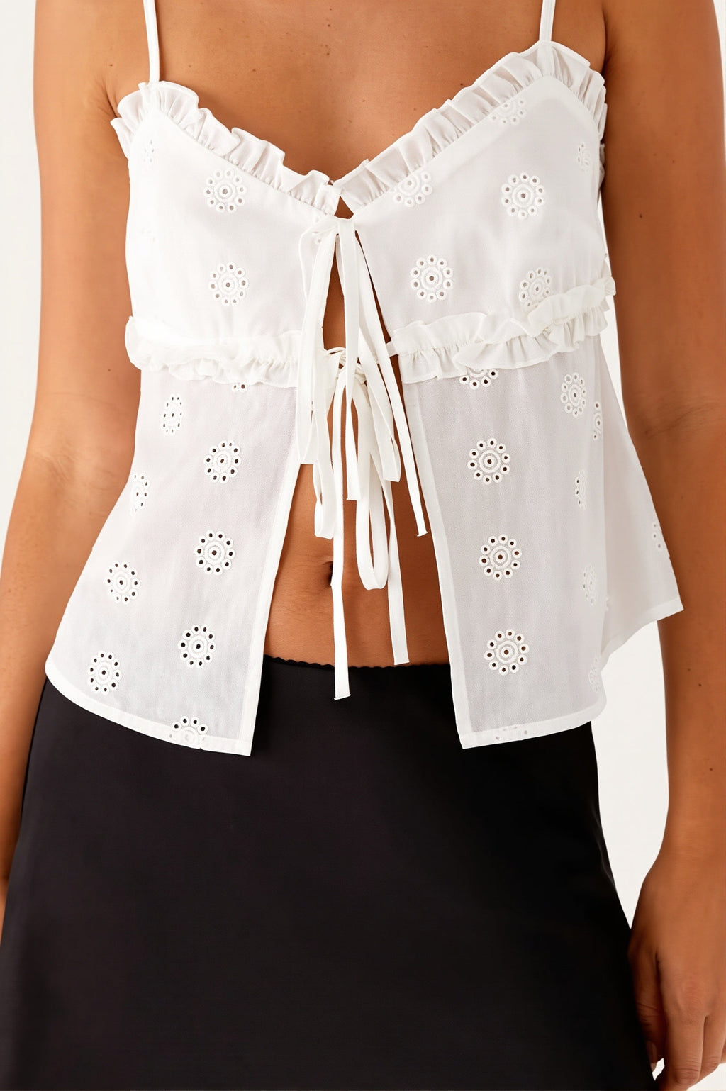 Lace Trim Open Front Cami Top image 2