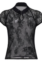 Hollow Out Stand Collar Sheer Lace Blouse image 6