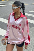 Digital Print Loose Long Sleeve V Neck Blouse image 1