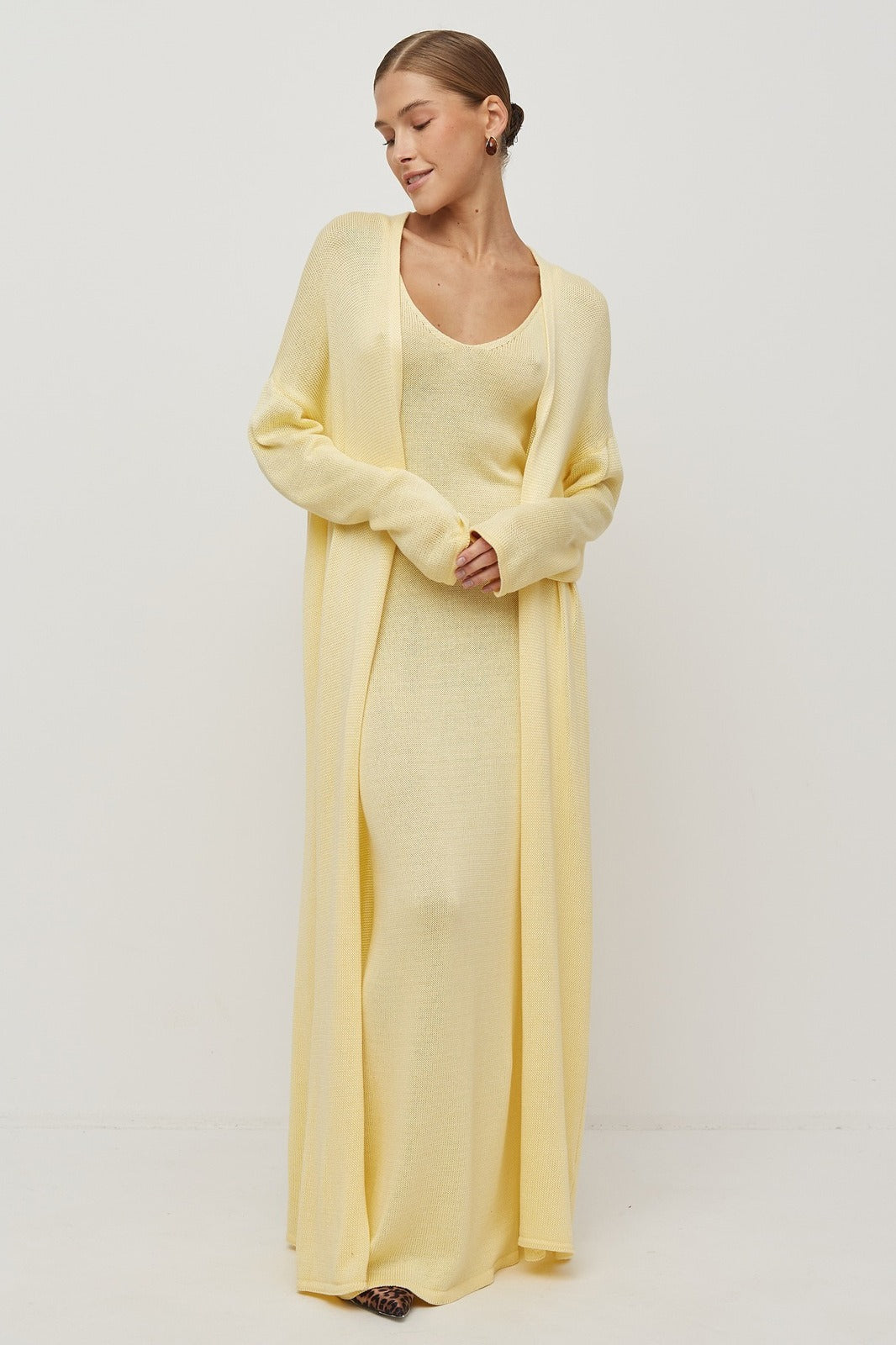 Solid V Neck Cotton Knit Bodycon Two Piece Set image 21