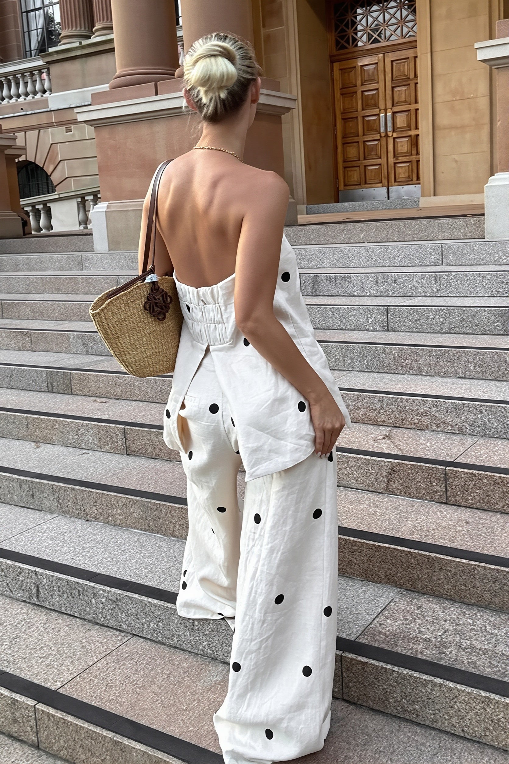 Cotton Polka Dot Cami Wide Leg Pants Two Piece Set image 3
